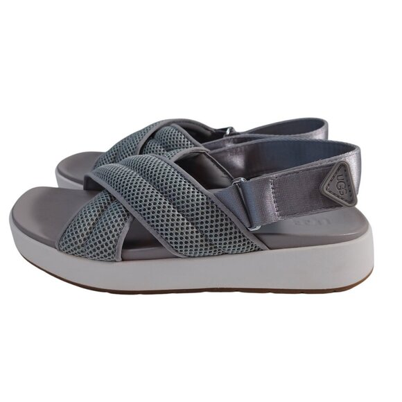 Ugg Nella Slingback Sandals Gray Mesh Strappy Criss Cross Wedge Womens 8 - Picture 15 of 16